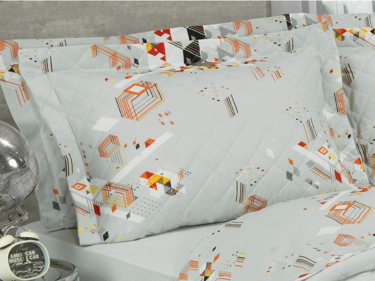 Kit: 1 Cobre-leito Casal + 2 Porta-travesseiros 150 fios - Draco Cinza - Dui Design