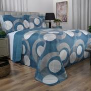 Kit: 1 Cobre-leito Queen Bouti de Microfibra Ultrasonic Estampada + 2 Porta-travesseiros - Dublin Azul - Dui Design