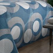 Kit: 1 Cobre-leito Queen Bouti de Microfibra Ultrasonic Estampada + 2 Porta-travesseiros - Dublin Azul - Dui Design