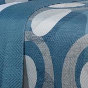 Kit: 1 Cobre-leito Queen Bouti de Microfibra Ultrasonic Estampada + 2 Porta-travesseiros - Dublin Azul - Dui Design