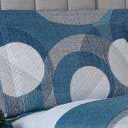 Kit: 1 Cobre-leito Queen Bouti de Microfibra Ultrasonic Estampada + 2 Porta-travesseiros - Dublin Azul - Dui Design