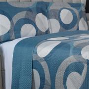 Kit: 1 Cobre-leito Queen Bouti de Microfibra Ultrasonic Estampada + 2 Porta-travesseiros - Dublin Azul - Dui Design