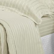 Kit: 1 Cobre-leito Casal + 2 porta-travesseiros Cetim de Algodo 1.000 fios - Dublin Marfim - Dui Design