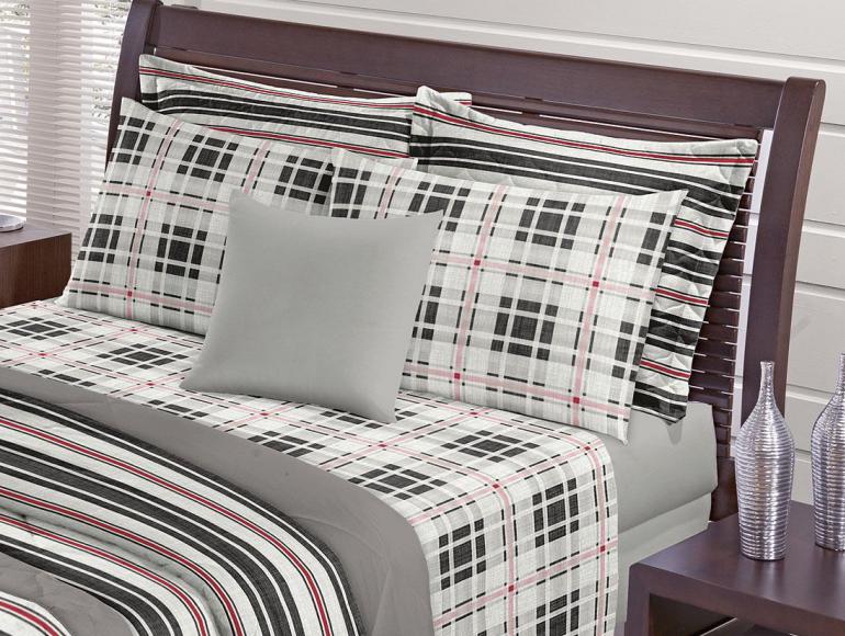 Jogo de Cama Casal 150 fios 100% Algodo - Dustin - Santista