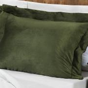 Kit: 1 Edredom Queen Plush e Pele de Carneiro + 2 Porta-travesseiros - Plush Sherpa Verde Cipreste - Dui Design