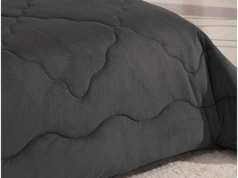 Edredon Queen Dupla-face Plush de Microfibra - Grafite - Hedrons