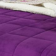 Edredom Casal Plush e Pele de Carneiro - Sherpa Madrid Violeta - Dui Design
