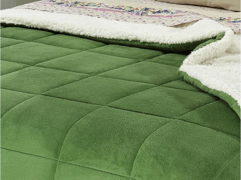 Edredom King Plush e Pele de Carneiro - Sherpa Madrid Verde - Dui Design