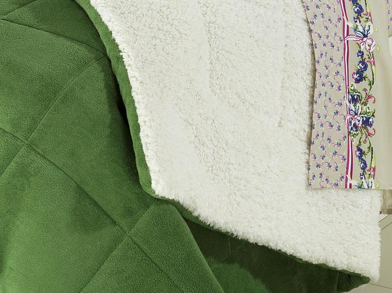 Edredom Queen Plush e Pele de Carneiro - Sherpa Madrid Verde - Dui Design