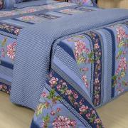 Kit: 1 Cobre-leito Casal + 2 Portas-travesseiro 150 fios 100% Algodo - Elana Azul - Dui Design