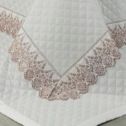 Jogo de Cama King Cetim de Algodo 300 fios com Bordado Ingls - Elegance Branco e Rosa Velho - Dui Design