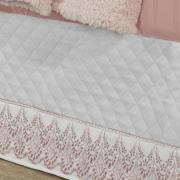 Saia para cama Box Matelassada com Bordado Ingls Solteiro - Elegance Branco e Rosa Velho - Dui Design