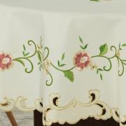 Toalha de Mesa com Bordado Richelieu Redonda 175cm - Elenice Rosa - Dui Design