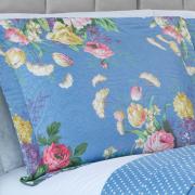 Kit: 1 Cobre-leito Queen Bouti de Microfibra Ultrasonic Estampada + 2 Porta-travesseiros - Elizabeth Azul - Dui Design
