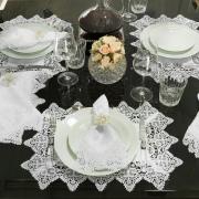 Kit: 4 Guardanapos com Bordado Guipir 50x50cm - Elizabeth Branco - Dui Design