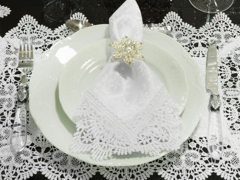 Kit: 4 Guardanapos com Bordado Guipir 50x50cm - Elizabeth Branco - Dui Design