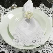 Kit: 4 Guardanapos com Bordado Guipir 50x50cm - Elizabeth Branco - Dui Design