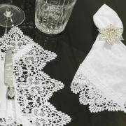 Kit: 4 Guardanapos com Bordado Guipir 50x50cm - Elizabeth Branco - Dui Design