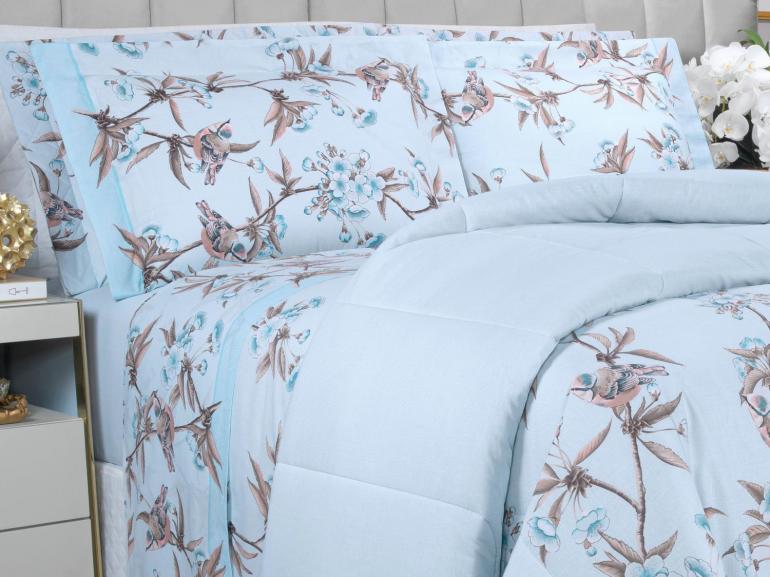 Jogo de Cama King 150 fios - Ellen Azul - Dui Design