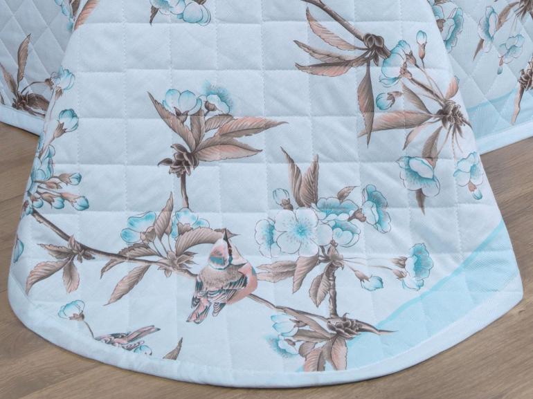 Enxoval King com Cobre-leito 7 pe�as 150 fios - Ellen Azul - Dui Design