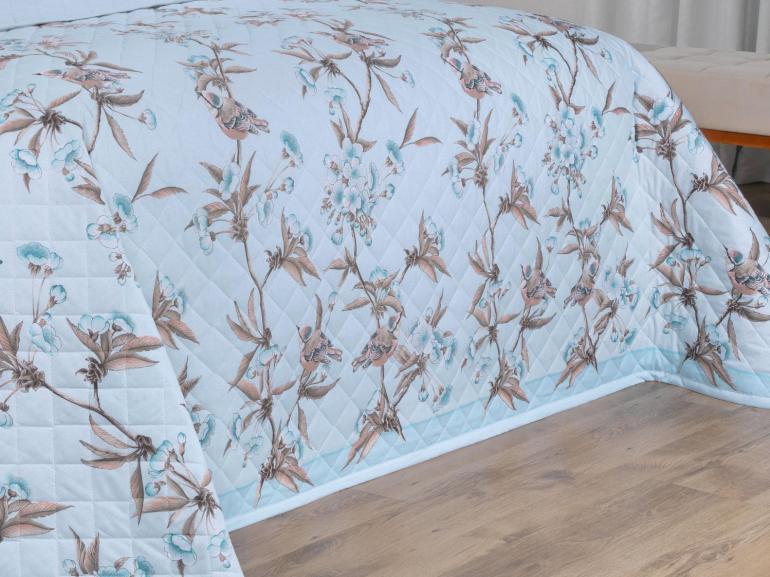 Enxoval King com Cobre-leito 7 pe�as 150 fios - Ellen Azul - Dui Design