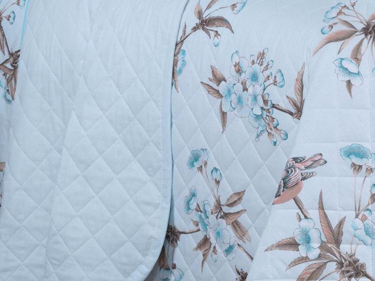 Enxoval King com Cobre-leito 7 pe�as 150 fios - Ellen Azul - Dui Design