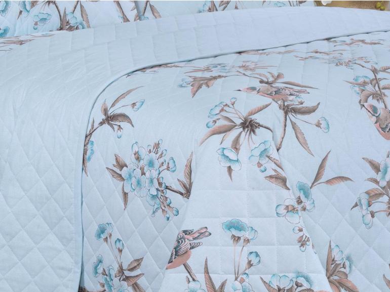Enxoval King com Cobre-leito 7 pe�as 150 fios - Ellen Azul - Dui Design