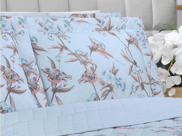 Enxoval King com Cobre-leito 7 pe�as 150 fios - Ellen Azul - Dui Design