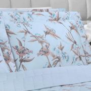 Enxoval King com Cobre-leito 7 pe�as 150 fios - Ellen Azul - Dui Design