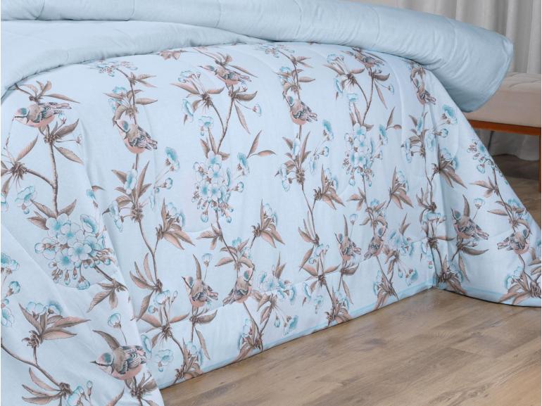 Enxoval King com Edredom 5 pe�as 150 fios - Ellen Azul - Dui Design