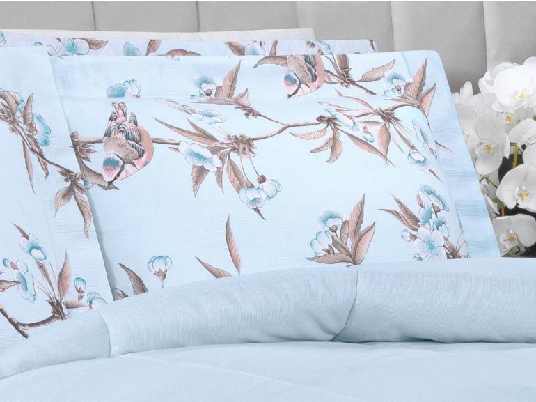 Enxoval King com Edredom 5 pe�as 150 fios - Ellen Azul - Dui Design