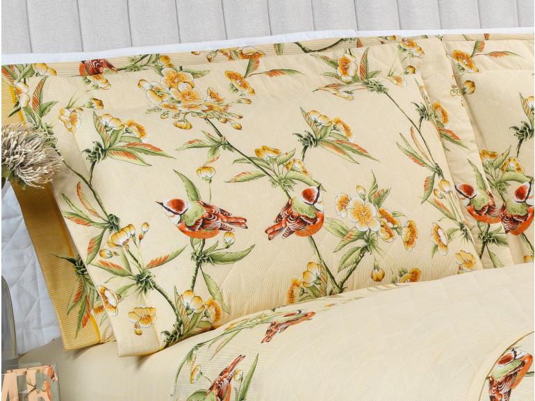 Enxoval Solteiro com Cobre-leito 5 peas 150 fios - Ellen Amarelo - Dui Design