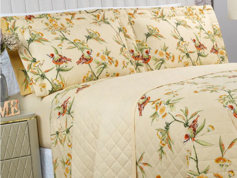 Enxoval Solteiro com Cobre-leito 5 peas 150 fios - Ellen Amarelo - Dui Design