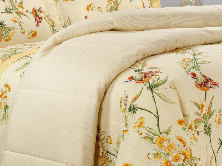 Edredom Solteiro 150 fios - Ellen Amarelo - Dui Design