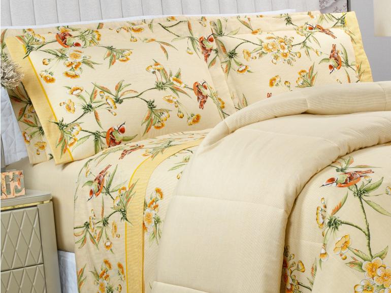 Edredom Solteiro 150 fios - Ellen Amarelo - Dui Design