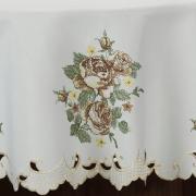 Toalha de Mesa com Bordado Richelieu Redonda 175cm - Eloisa Rosas - Dui Design