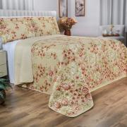Kit: 1 Cobre-leito Queen Bouti de Microfibra Ultrasonic Estampada + 2 Porta-travesseiros - Emily Marfim - Dui Design