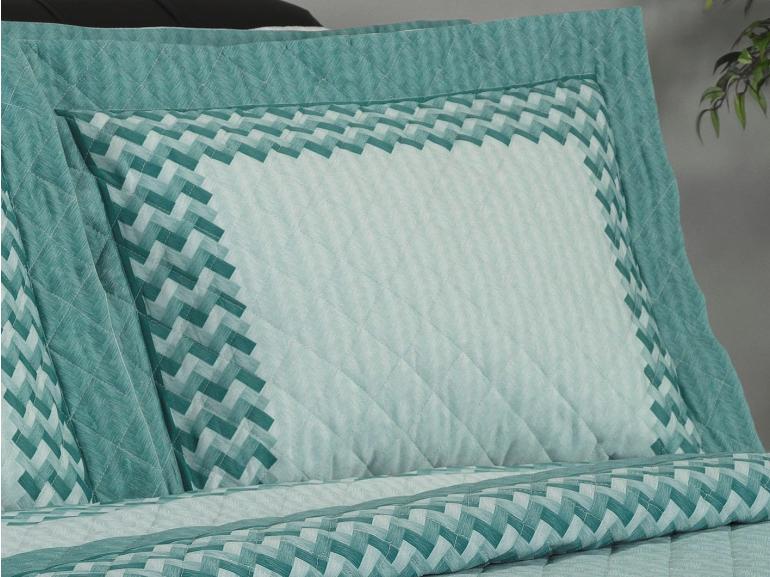 Kit: 1 Cobre-leito Casal + 2 porta-travesseiros Cetim 300 fios - Empire Azul Porto - Dui Design