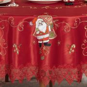 Toalha de Mesa Natal com Bordado Richelieu Redonda 180cm - Encanto Vermelho - Dui Design
