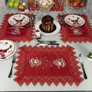 Jogo Americano Natal 4 Lugares (4 peças) com Bordado Richelieu 35x50cm - Encanto Vermelho - Dui Design
