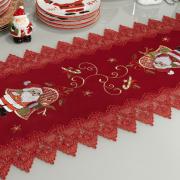Trilho de Mesa Natal com Bordado Richelieu 40x85cm Avulso - Encanto Vermelho - Dui Design