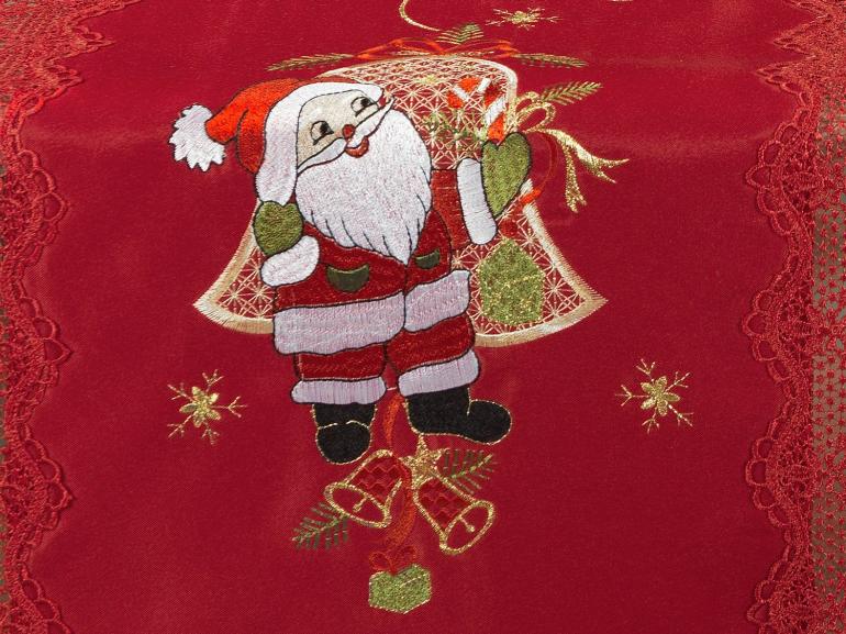 Trilho de Mesa Natal com Bordado Richelieu 45x170cm Avulso - Encanto Vermelho - Dui Design