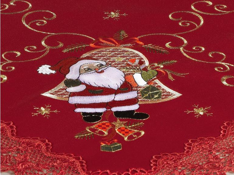 Centro de Mesa Natal Quadrado com Bordado Richelieu 85x85cm - Encanto Vermelho - Dui Design