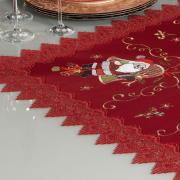 Centro de Mesa Natal Quadrado com Bordado Richelieu 85x85cm - Encanto Vermelho - Dui Design