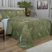 Kit: 1 Cobre-leito King Bouti de Microfibra Ultrasonic Estampada + 2 Porta-travesseiros - Enzo sage - Dui Design