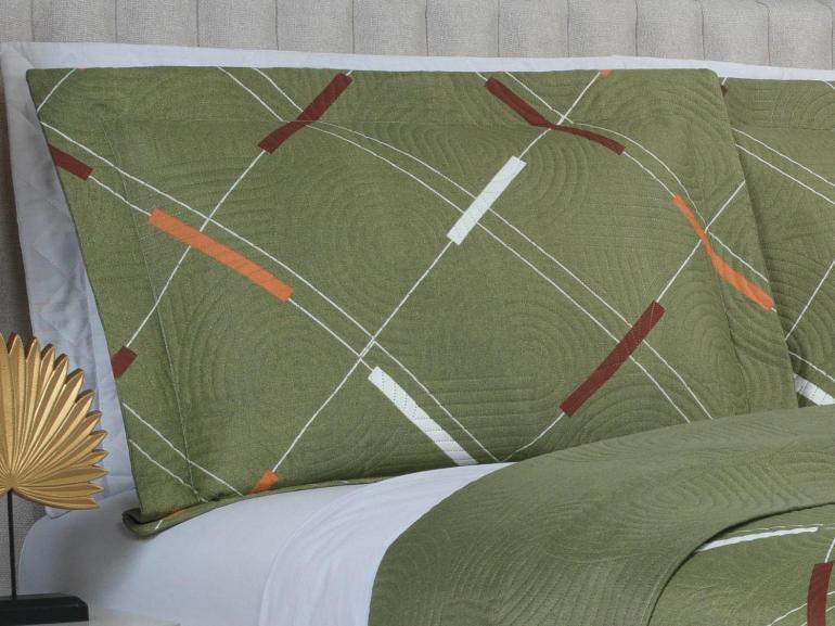 Kit: 1 Cobre-leito King Bouti de Microfibra Ultrasonic Estampada + 2 Porta-travesseiros - Enzo sage - Dui Design