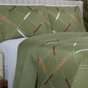 Kit: 1 Cobre-leito King Bouti de Microfibra Ultrasonic Estampada + 2 Porta-travesseiros - Enzo sage - Dui Design