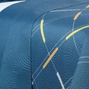 Kit: 1 Cobre-leito Queen Bouti de Microfibra Ultrasonic Estampada + 2 Porta-travesseiros - Enzo Azul - Dui Design