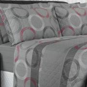 Kit: 1 Cobre-leito Casal + 2 Porta-travesseiros Percal 180 fios - Esfera Cinza Grafite - Dui Design