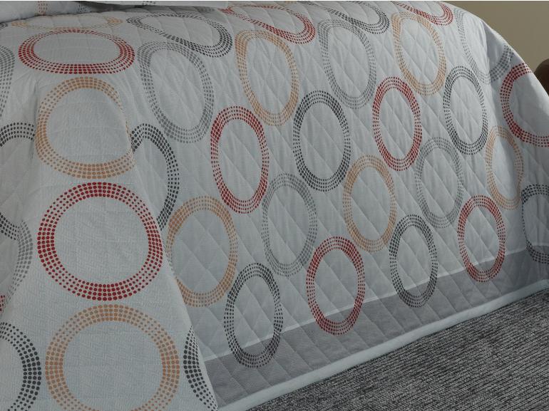 Kit: 1 Cobre-leito Casal + 2 Porta-travesseiros 150 fios - Esfera Cinza - Dui Design